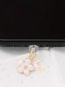 1 件时尚粉色花卉字母手机防尘塞，精致 A-Z 字母金属挂件，适合作为女性生日礼物，兼容 Lightning（5-14）/ Type-C 接口 - 粉色 - 查看 43