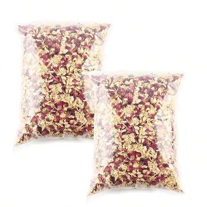 A 300g Set Of Natural High-Quality Red Rose Petals, Green Jasmine Petals, Dried Plant Eternal Flower Decoration - Suitable For DIY Candle Dried Flower Handicraft Production, Soap And Soap Production, Wardrobe Sachet, Fragrance Bag Cleaning, Fragrance Bag Raw Material Filling, Festival And Party Scene Decoration Of Flowers And Plants, Hand Scattering Of Petals At Wedding Scenes, And Colorful Paper Scraps In Gift Tubes