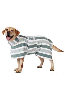 速干狗浴袍，条纹狗毛巾浴袍，吸水宠物浴袍，腰带可调节，超柔软材质 - 彩色 - 查看 32