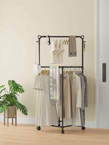 1 pieza Perchero colgante multifuncional, perchero independiente, perchero de abrigos sencillo, secadora para dormitorio, hogar, balcón, habitación, estantería móvil de almacenamiento, diseño de orejas de gato y hexagonal