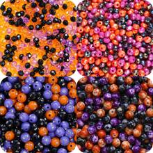 100/200/500pcs Halloween Acrylic Transparent Corner Spaced Beads Rondelle Faceted Beads & Shiny Rhinestone Round Spacer Beads & Crack Beads & Asymmetrical Wheel Bead Faceted Loose Spacer Beads For Jewelry Making Bracelet Necklace Fashion Earrings DIY Mobile Phone Chain, Flower Bouquet, Handbags, Halloween Party Gift Crafts Supplies