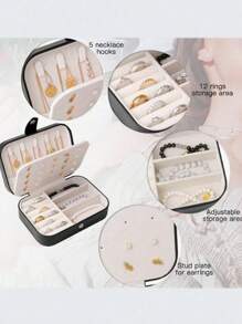 1pc Large Capacity Jewelry Box, Portable Jewelry Storage Case For Rings, Bracelets, Necklaces, Diamonds, Suitable For Vacation, Travel, School, Beach For Women Storage Organizer Travel Holiday Essential Fall Decor Autumn Halloween