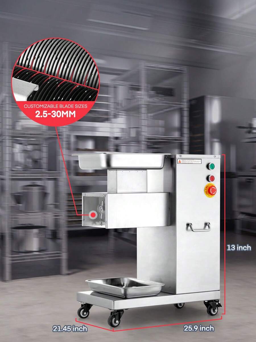 Fohere Commercial Meat Cutter Machine, Fresh Meat Slicer With 2.5mm 2 Blades Removable, Meat Cutter With 1200Lbs/H 110V Stainless Steel - US B Type Plug(110-127V) - View 1