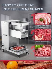 Fohere Commercial Meat Cutter Machine, Fresh Meat Slicer With 2.5mm 2 Blades Removable, Meat Cutter With 1200Lbs/H 110V Stainless Steel - US B Type Plug(110-127V) - View 3