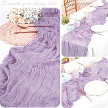 10 Pcs Light Purple Pleated Table Runner, Folding Tablecloth, Festive Birthday Decor Wedding Decor Holiday Home Decor Party Room Table Decoration Violet Table Cloth, Table Flag, Lilac Solid Color Table Cover, Birthday Decor Wedding Decor, 2025 New Year Decor, Party Favor, Babe Shower Party Decor - Purple - View 5