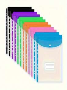 12 件 A4 大容量大容量文件袋，带 11 个装订环，现代 PP 材质，扩展按钮和标签袋，适用于学校、家庭、办公室、出勤、旅行 - 便携式设计、返校、学校用品