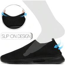 Mens Slip On Shoes Tennis Sports Sneakers Lightweight Casual Dress Summer Beach Slippers-2025 - 黑色 - 查看 7
