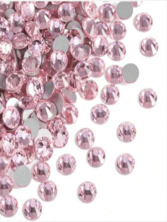 2000pcs 3-6mm Light Pink Flat Back Resin Rhinestones, Round Jelly Gemstones For Making Accessories Shoes, Clothes, Cosmetics, Bags, Decoration