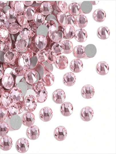 2000pcs 3-6mm Light Pink Flat Back Resin Rhinestones, Round Jelly Gemstones For Making Accessories Shoes, Clothes, Cosmetics, Bags, Decoration