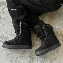 Oversized Gypsum Boots, Hip-Hop Thick Sole Platform Shoes, European Fashion High-Top Boots, High-End Feeling, Versatile Boots, Men's Yellow Boots, Work Boots - Black - View 11