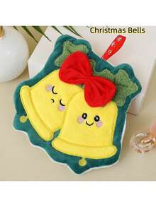 珊瑚绒圣诞手巾 - 加厚，吸水速干，可爱卡通（圣诞老人/圣诞树/姜饼人/铃铛），可悬挂于厨房浴室，不起毛的家用毛巾 - 彩色 - 查看 9