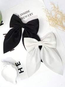 6个柔软长尾蝴蝶结发夹，复古金属丝绸蝴蝶结发饰，优雅发饰，送给女孩的绝佳礼物，适合搭配各种服装、校服，发爪、发夹、头饰、发卡 - 彩色 - 查看 7