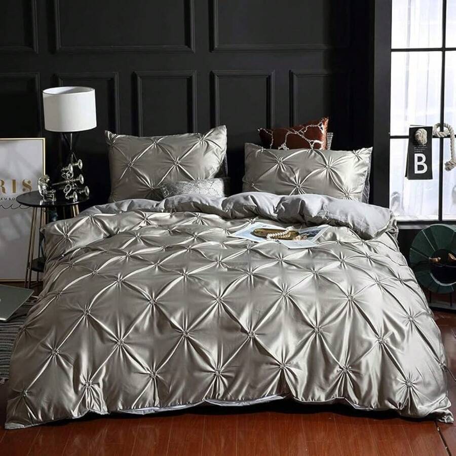 Full Satin Bedding Set In Wine Red, Silk - Like, Luxury Soft Burgundy Comforter Cover, Chic Bedroom Decor, Zippered (1 Duvet Cover + 2 Pillow Cases) - 多48 - 查看 1