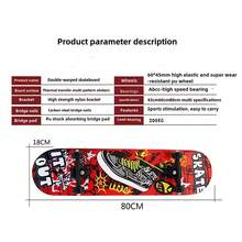 80cm Scooter, Skateboard Beginner, Male And Female Cartoon Double Flip Four Wheel Scooter