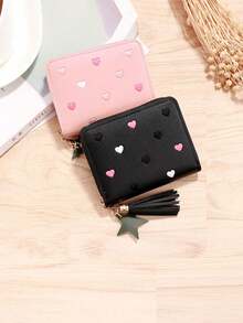 1/2/3pcs Women Small Wallet Ladies Mini Tassel Wallet Cute Girl Short Zipper Lovely Pu Leather Coin Purse Female Hand Wallet Purse For Women Wallet Mini Wa