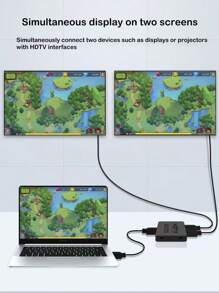 Divisor HDTV 4K 1 entrada 2 salidas, convertidor de pantalla dual para computadora y TV, dispositivo de pantalla dividida de alta definición