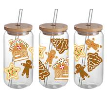 مجموعة من 4 أغلفة أكواب بلاستيكية لاصقة ذاتية اللصق بطبعات موضوع عيد الميلاد، مقاومة للماء والخدش، ورق نقل بلوري ثلاثي الأبعاد للأكواب والزجاجات - ملصقات عالية الجودة (4.3 بوصة * 9.4 بوصة) - متعدد الألوان - مشاهدة 3