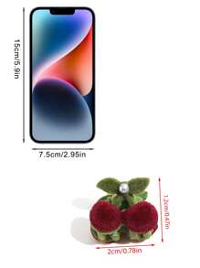 1 件 2 厘米/0.78 英寸纯色天鹅绒迷你樱花花发夹，女士前刘海公主发夹侧分高髻发饰，优雅发夹头饰秋冬爪夹发饰女士度假装 - 酒紅色 - 查看 4