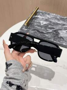 1 副女士红色镜框时尚眼镜，夏季时尚沙滩配饰，休闲风格超大飞行员镜框，适合外出装、返校装 - 彩色 - 查看 6