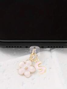 1 件时尚粉色花卉字母手机防尘塞，精致 A-Z 字母金属挂件，适合作为女性生日礼物，兼容 Lightning（5-14）/ Type-C 接口 - 粉色 - 查看 8