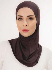 1 件女士内帽头巾头巾帽子头巾时尚纯色下巴弹性头帽和颈巾头带冬季秋季适合 Abaya 日常内帽