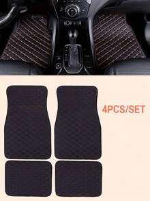 4Pcs/Set Universal Car Floor Mats Set For Right-Hand Drive Vehicles – PVC Leather Surface With Stylish Quilted Pattern, Water & Stain Resistant, All Season Use, Deep Edges To Trap Dust Mud And Water, Non-Slip Backing, Easy To Clean & Reinstall, Durable Mat Set For Sedans SUVs Trucks, Enhances Interior Appearance,Foot Protectors, Front And Rear Carpets, Car Accessories - Multicolor - View 12