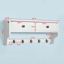 SoBuy FRG178-SCH, Wall Coat Rack Wall Shelf Wall Cabinet Wall Storage Unit With 2 Drawers And 5 Hooks, Black - White - View 2