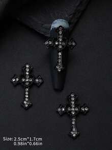 5Pcs Large Size Cross Heart Nail Drills Rhinestones & Alloy Nail Art Decorations Diy Nail Charms Nail Gems Nail Supplies Nails - Multicolor - View 9