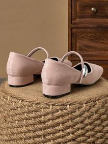 Scarpe Mary Jane da donna con tacco ricoperto in tessuto di 3 cm, tacco largo, versatili, bianche, adatte per tutte le stagioni