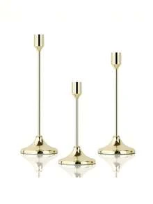 Zestaw 12/3 szt. w stylu europejskim, romantyczny metalowy świecznik, polerowany świecznik na stół, odpowiedni do świec filarowych i stożkowych, wystrój pokoju, wystrój domu, wielofunkcyjna dekoracja stołu na festiwale - idealna na Boże Narodzenie, Halloween, wesele, bankiet, imprezę, dekorację domu i hotelu (świece nie są dołączone)