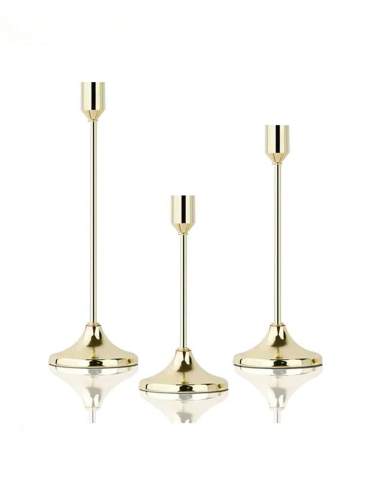 12/3 件套欧式浪漫金属烛台套装，抛光桌面烛台适用于柱状蜡烛和锥形蜡烛，房间装饰，家居装饰，多用途节日桌面装饰 - 非常适合圣诞节、万圣节、婚礼、宴会、派对、家居和酒店装饰（不含蜡烛） - 彩色 - 查看 13