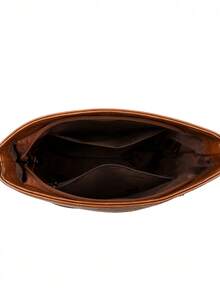 1pc Plain Color PU Leather Large Capacity Lightweight Crossbody Bag With Kangaroo Metal Decor, Suitable For Women Everyday Use, Versatile - Brown - View 10