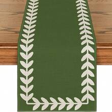 Green & Brown Willow Leaf Tablecloth, Seasonal Spring/Summer Kitchen & Dining Table Decor, Home Party Decoration - Multicolor - View 24