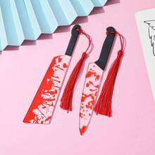 1 Peça Marca-Página Personalizado com Pingente de Borla, 2 Estilos de Machado Gráfico Sangrento e (Faca Falsa Não Afiada), Brincadeira de Terror Clássica para Volta às Aulas, Escritório, Presentes de Estudante, Leitores de Clube do Livro, Aniversário, Feriado, Escritor, Amante de Livros, Amigo, Professor, Estudante, Halloween