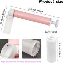 مسدس رش هوائي يدوي لتزيين الكيك، أدوات تزيين الكيك بالرش DIY، طلمبة رش الكيك، طقم مسدس رش للمطبخ لتزيين الكب كيك والبسكويت والحلويات (وردي)