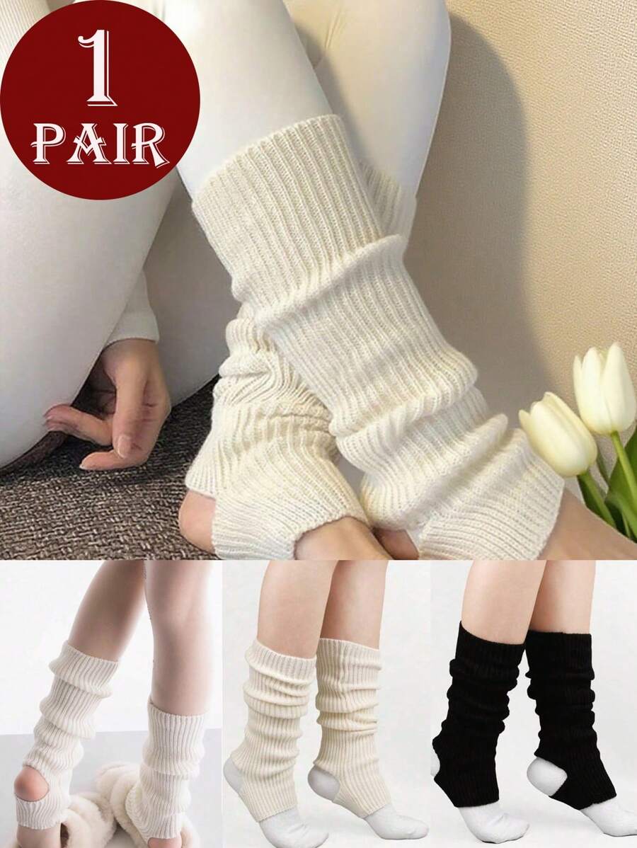 Women's Fashion Yoga & Ballet Leg Warmers , Heel-Exposing Workout/Dance , Knitted Stirrup Long Leg Warmers, Extra Soft Winter Warm, Cozy - Multicolor - View 1