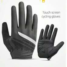 ROCKBROS A Pair Of Long Finger Gloves Non - Slip & Abrasion - Resistant SBR Anti - Slip Soft Rubber High - Gloss Reflective Strips Exclusive Shanghai City Silhouette Pattern Touchscreen - Sensitive For Cycling - Black - View 9