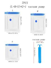 Set de 7 piezas con 6 bolsas de almacenamiento al vacío talla grande 1 bomba manual, bolsas de viaje de plástico portátiles para almacenamiento de ropa, adecuadas para mantas, ropa de cama, ropa, edredones, mantas, artículos del hogar ideales, bolsas de almacenamiento esenciales para ahorrar espacio