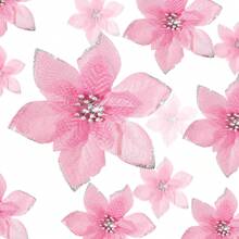 1/5/10/20/30pcs Artificial Poinsettia Flowers With Glitter, Christmas Tree Decoration, Holiday Decor, Suitable For Outdoor Trees