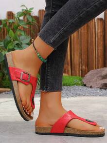 Modische weiche Kork-Flip-Flops, Damen Sommer Strandschuhe, ganzjährig tragbar, weicher Kork & EVA dünne Sohle, leicht & flach