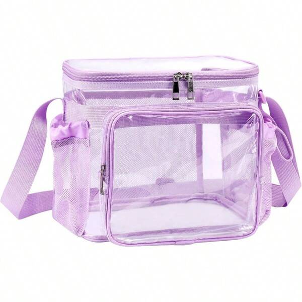 Stadium Approved Clear Lunch Bag Heavy Duty Medium Transparent Box For Work Correctional Officers Men Women Black