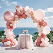 50/35pcs 10-Inch Vintage Pink Latex Balloons Set, For Boho Birthday Wedding Decoration, Bridal Shower, Valentine's Day - Elegant Party Decor - Multicolor - View 8