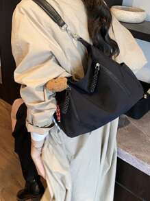 Sac à bandoulière mode polyvalent grande capacité Merlard Retro 2025 à texture mate, sac de plage haut de gamme, sac fourre-tout, sac de courses, grand sac, sac à main à texture de niche, sac bandoulière croisé à fermeture éclair à double bretelle