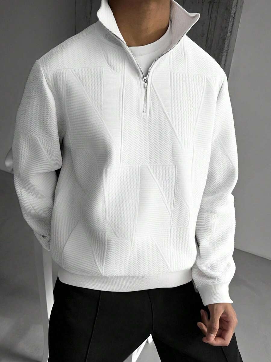 Men's Old Money Textured Jacquard Casual Sports Sweatshirt , Fall