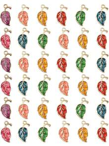 10Pcs Multicolor Alloy Leaf Pendant Colorful Leaf Charms For Jewelry Making Findings Crafting Accessory For DIY Necklace Bracelet - 10Pcs - View 6