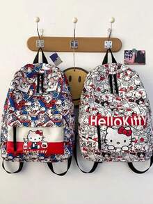 1 قطعة حقيبة ظهر مدرسية كبيرة السعة مطبوع عليها هيلو كيتي للطالبات، حقيبة ظهر هيلو كيتي جميلة للاستخدام اليومي، الأعياد والهدايا