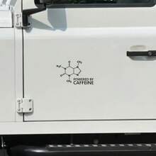 Caffeine Chemical Formula Vinyl Car Stickers, Waterproof , Suitable For Cars, Laptops, Water Bottles - White Text Stickers On A Black Background, Car Accessories