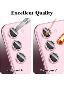 1 Pack, Phone Lens Glitter Film (Pink), Tempered Glass Screen Protector, Bubble-Free, Smooth As Silk, Anti-Fingerprint, Waterproof, Anti-Drop, Compatible With Samsung Galaxy Z Fold6/Galaxy Z Fold5/Galaxy Z Fold4 And Most Series Applicable To Daily Shield, Office, Home Sparkling Crystal Lens Protector Phone Camera Cover Shockproof Scratch Resistant Full Cover