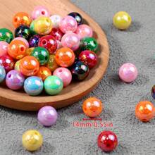 6/8/10/12/16mm Rainbow Acrylic Beads, Mixed Color Round Beads UV, Cracked Beads, Crackle Round Beads - Multiple Color Options, Round Hole Loose Beads Suitable For DIY Jewelry Making Bracelets Necklaces Or Craft Pen Decorations