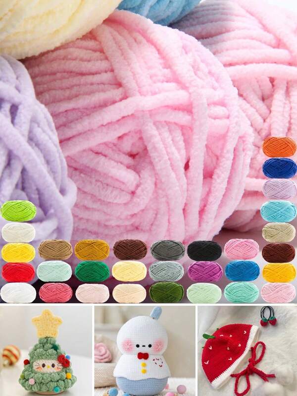 1/2pcs Velvet Soft Yarn, 50g/Pc, 60m/Pc, Handmade DIY Knitting Medium Chunky Yarn Popsicle Yarn, Bulky Polyester Soft Knitting Yarn, Suitable For DIY Crafts, Suitable For Knitting And Crocheting Scarves, Hats, Shoes, Bags, Cushions, Dolls, Blankets, Slippers, Handicraft Crochet Projects